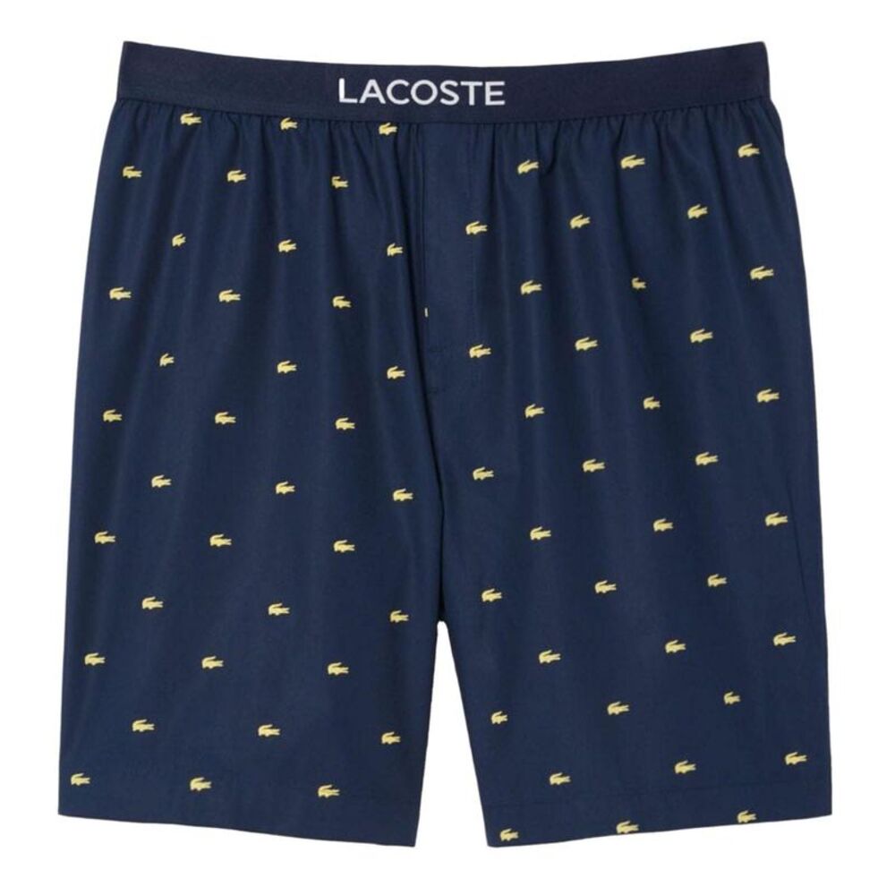 Lacoste Mens Poplin Repeat Logo Pyjama Shorts / Navy